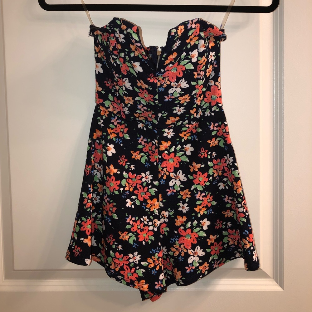Strapless bodycon romper.